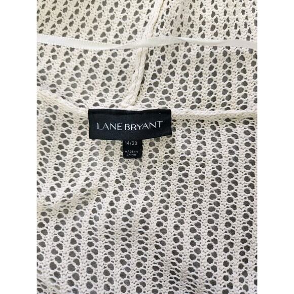 Lane Bryant Swimsuit Cover Up Summer Cardigan Size 14/20 Stripe Crochet Hooded - Picture 10 of 10